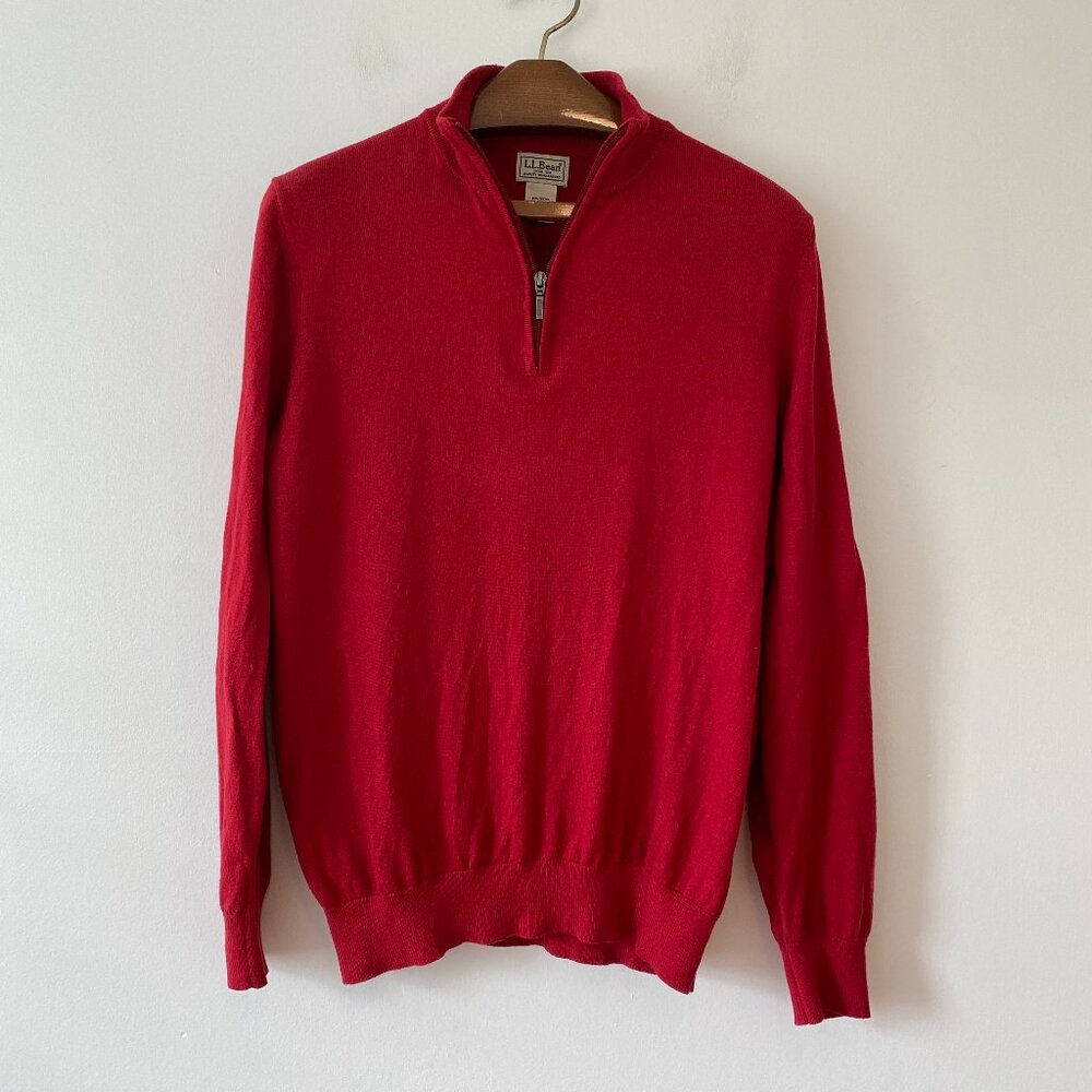 LL Bean Rep 1/4 Zip Pullover Sweater Mens Medium Cotton Cashmere